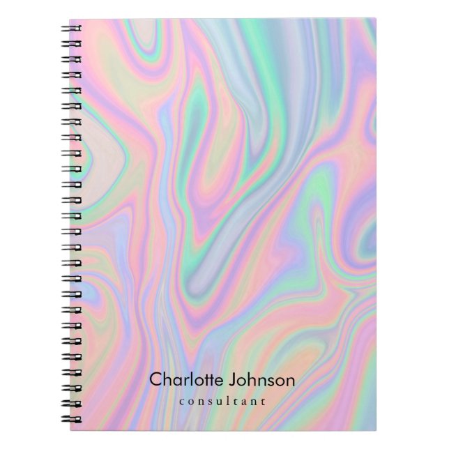 Personalized Liquid Iridescent Pastel Color Notebook (Front)