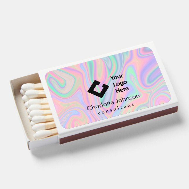 Personalized Liquid Iridescent Pastel Color Paperw Matchboxes (Front Open)