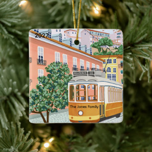 Personalized Lisbon Portugal Travel Ceramic Ornament