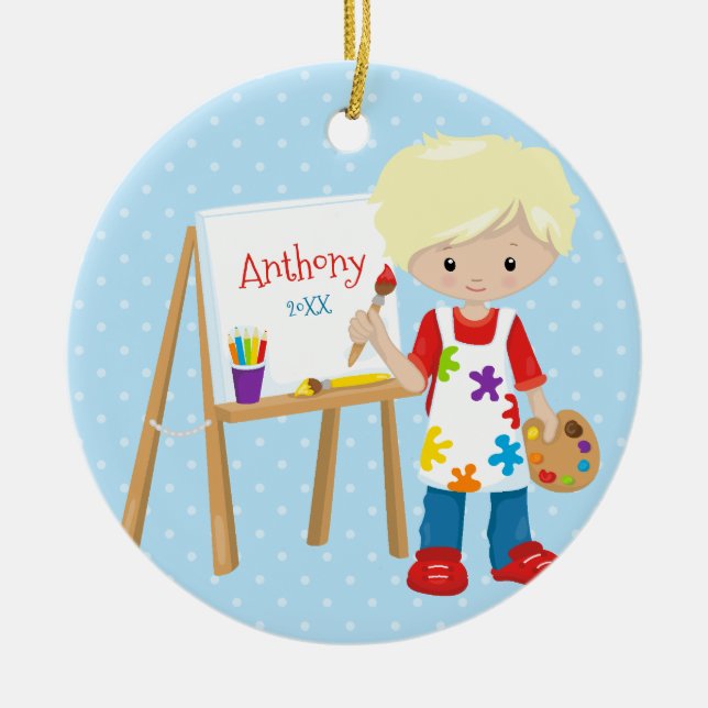 Personalized Little Artist Christmas Ornament (Front)