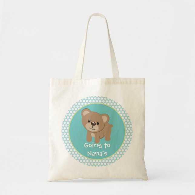 Personalized Little Bear Going to Nana's Tote Bag (Front)
