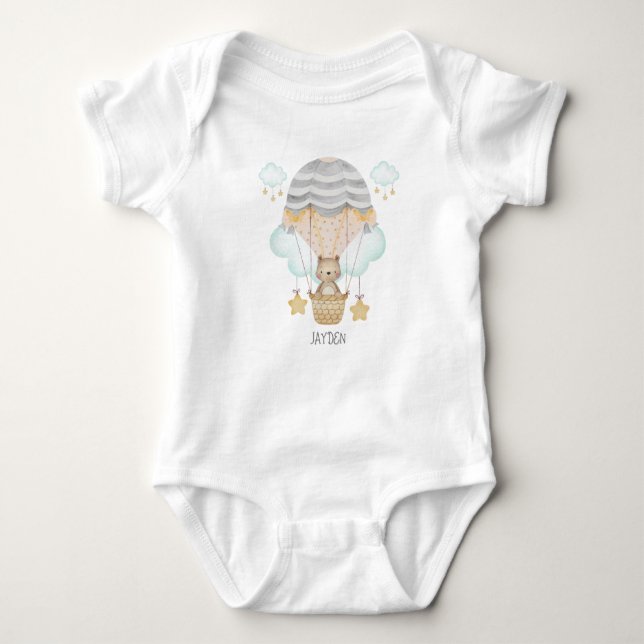 Personalized Little Bear Hot Air Balloon Baby Bodysuit (Front)
