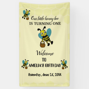Personalized little Bee theme 1st Birthday party Banner