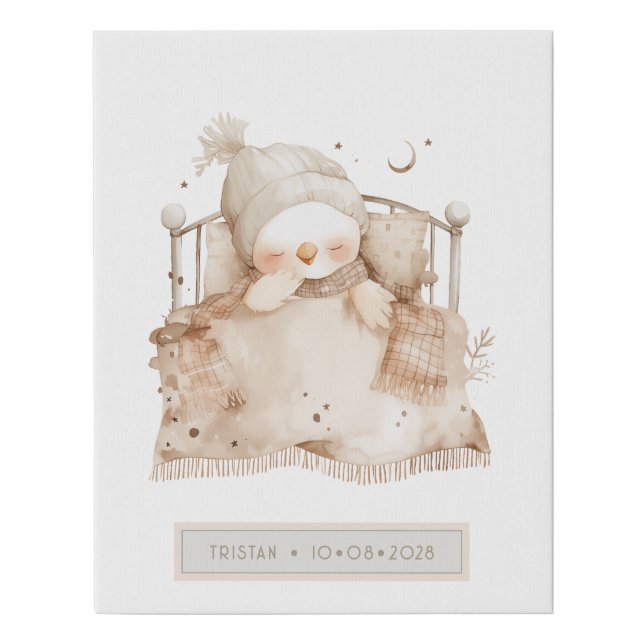 Personalized Little Bird Nursery  Faux Canvas Print (Front)