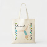 Personalized Little Blonde Gymnast In Aqua Tote Bag at Zazzle