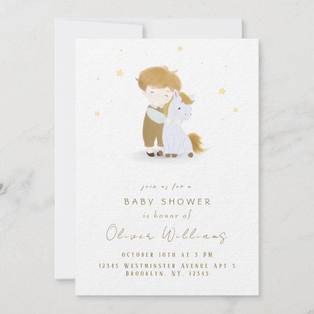 Personalized Little Boy a Pony Baby Shower Invitation (Front)