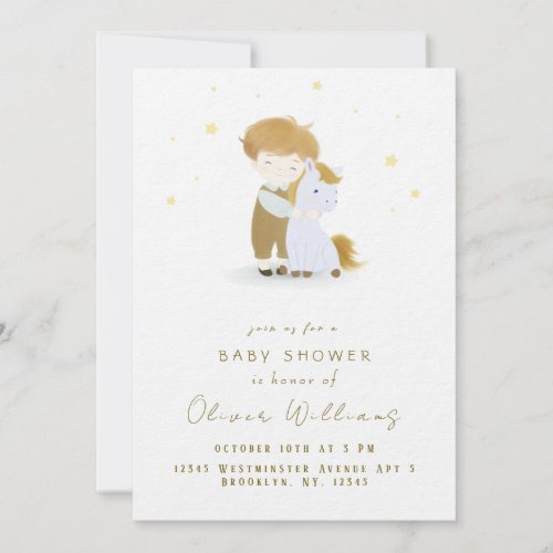 Personalized Little Boy a Pony Baby Shower Invitation