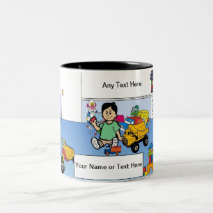 Personalized Little Boy's Room Cartoon Two-Tone Coffee Mug