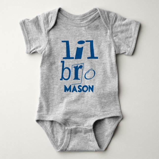 Personalized Little BRO Blue Baby Bodysuit (Front)