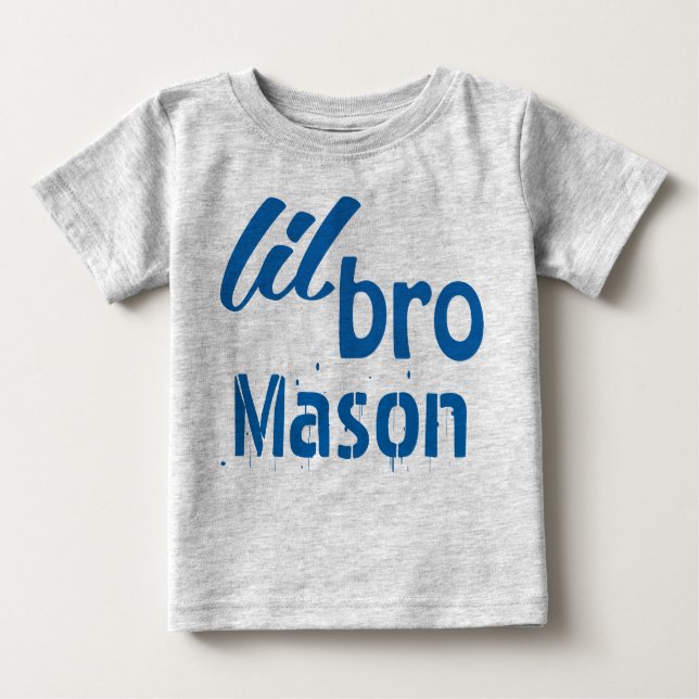 Personalized Little BRO Blue Baby T-Shirt (Front)