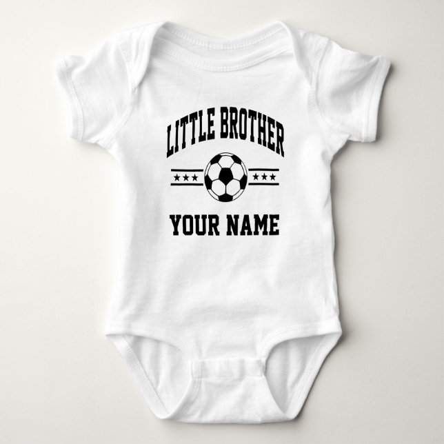 personalized little brother soccer baby bodysuit (Front)