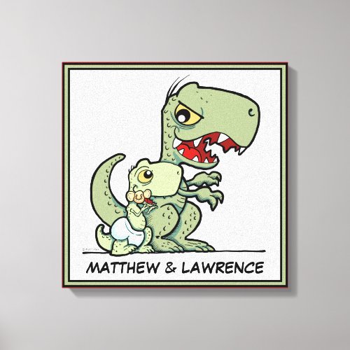 Personalized Little Brother T_Rex Dinosaur Name Canvas Print