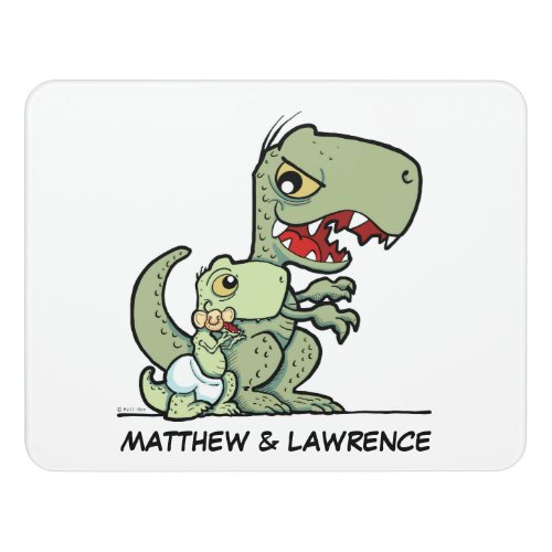 Personalized Little Brother T_Rex Dinosaur Name Door Sign