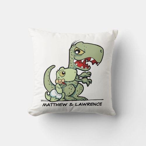Personalized Little Brother T_Rex Dinosaur Name Throw Pillow