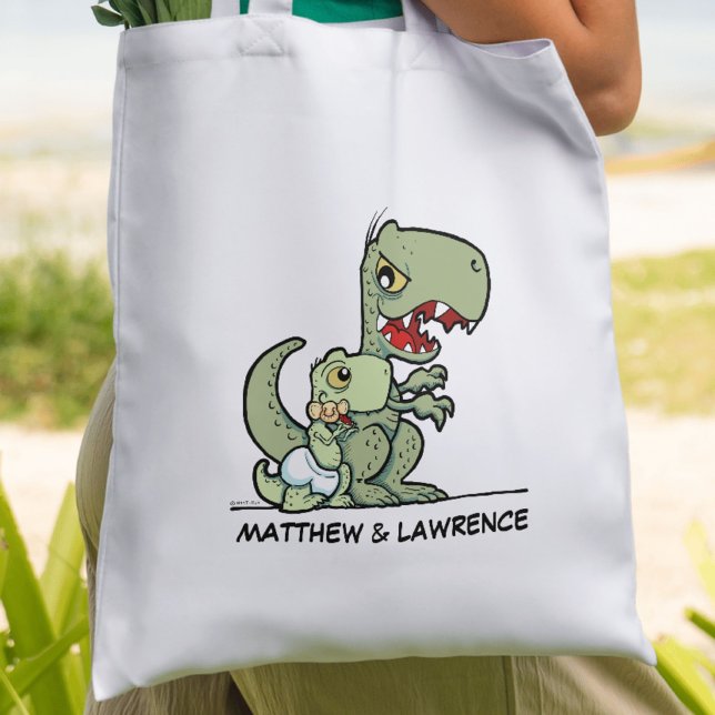 Personalized Little Brother T-Rex Dinosaur Name Tote Bag (Personalized Little Brother T-Rex Dinosaur Name Tote Bag)