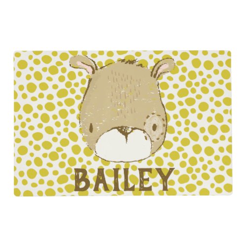 Personalized Little Brown Dog Polka Dot Placemat
