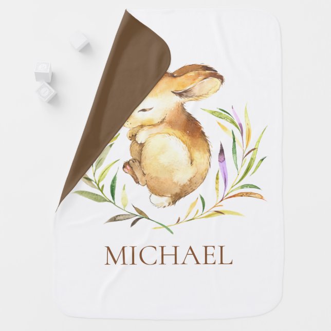 Personalized Little Bunny Baby Receiving Blanket (In Situ)
