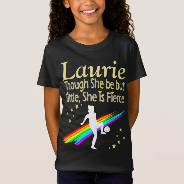 PERSONALIZED LITTLE BUT FIERCE SOCCER GIRL T SHIRT (Front)