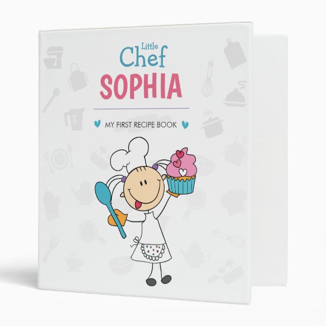 Personalized Little Chef Recipe Binder for Kids (Front/Inside)