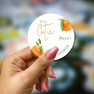 Personalized Little Cutie  Baby Shower Classic Round Sticker