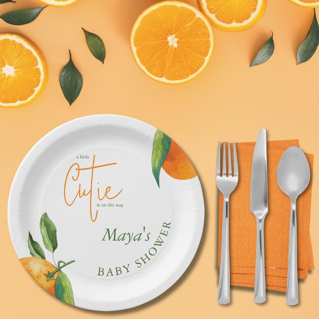 Personalized Little Cutie Citrus Baby Shower  Paper Plates (Creator Uploaded)