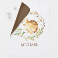 Personalized Little Deer Baby Receiving Blanket