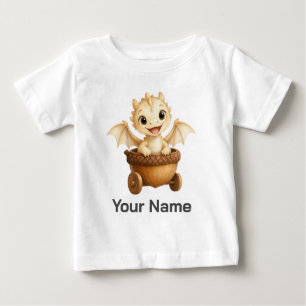 Personalized Little Dragon in Acorn Cart Baby T-Shirt