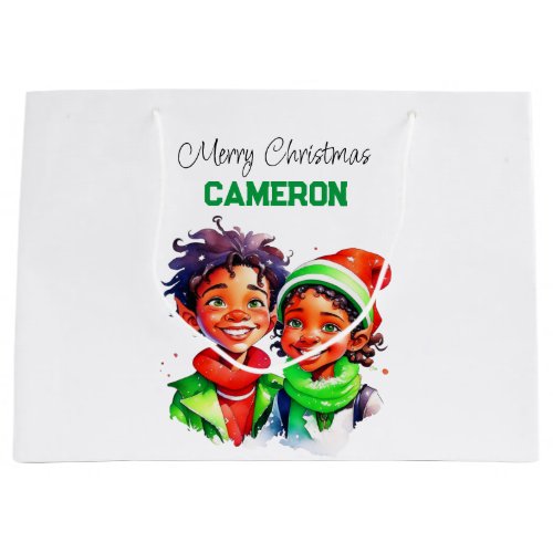 Personalized Little Elves Christmas Large Gift Bag