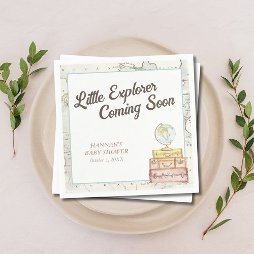 Personalized Little Explorer Baby Shower Napkins 