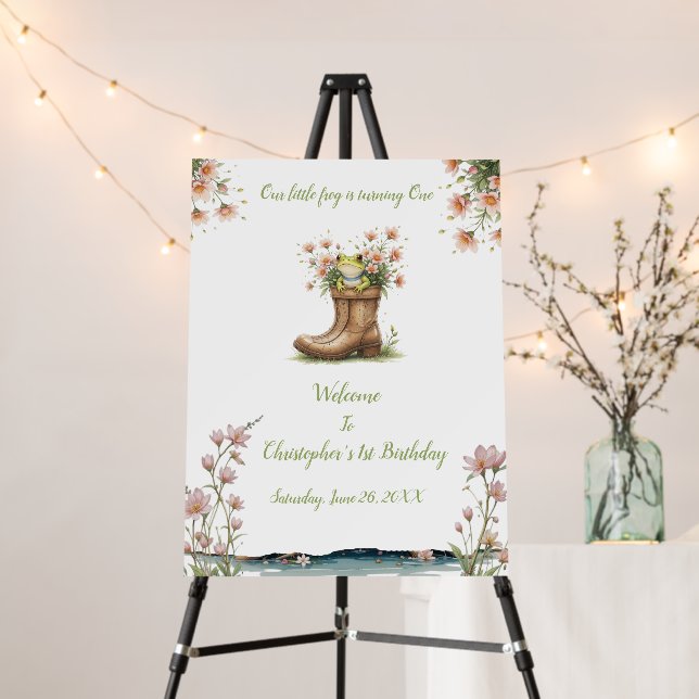 Personalized little frog Froggie 1st birthday Foam Board (In Situ (Stand))