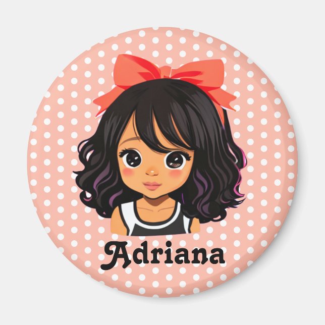 Personalized Little Girl of Color Magnet (Front)