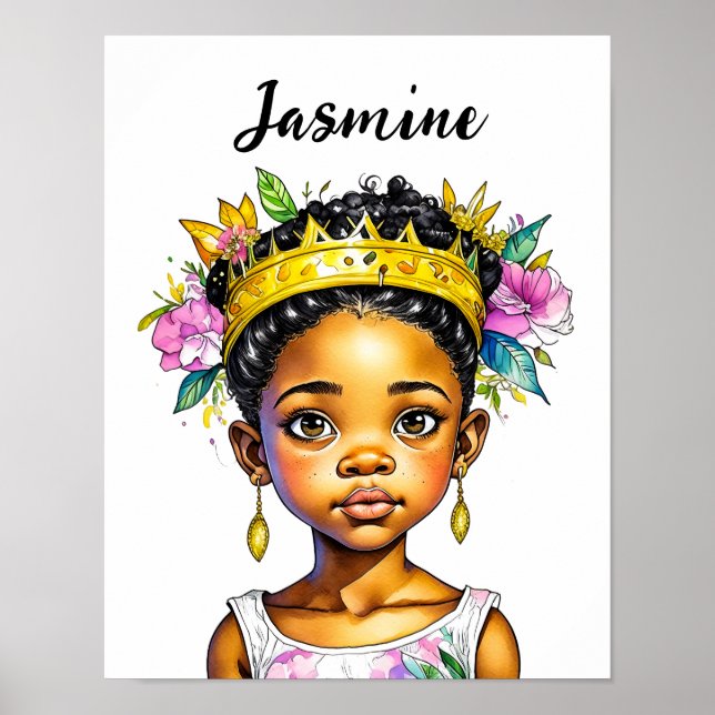 Personalized Little Girl Princess of Color Poster (Front)