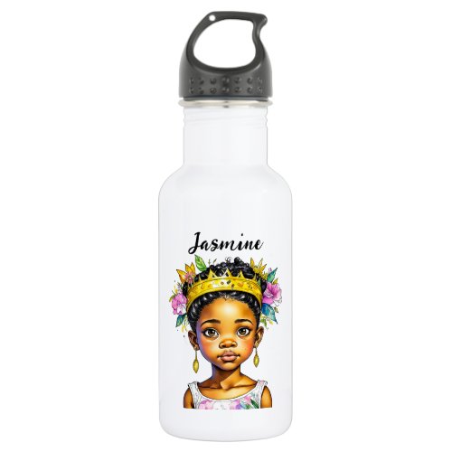 Personalized Little Girl Princess of Color Stainless Steel Water Bottle