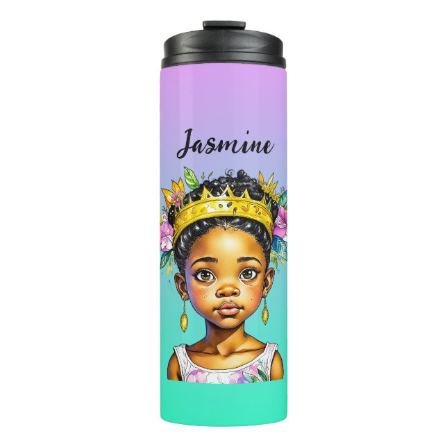 Personalized Little Girl Princess of Color Thermal Tumbler (Front)
