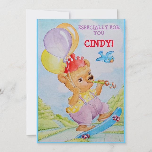 Personalized little girls birthday greeting card (Front)
