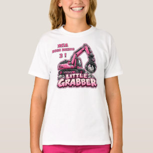 Personalized Little Grabber Pink Excavator T-Shirt