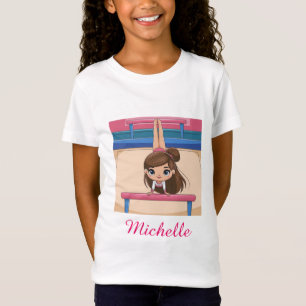 Personalized Little Gymnast Girl Christmas Pink T-Shirt