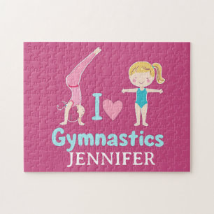 Personalized Little Gymnast Girl,I Love Gymnastics Jigsaw Puzzle