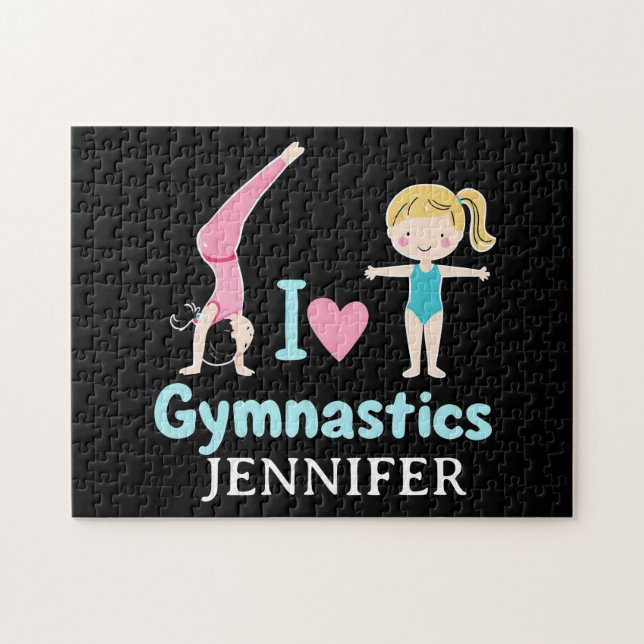Personalized Little Gymnast Girl,I Love Gymnastics Jigsaw Puzzle (Horizontal)