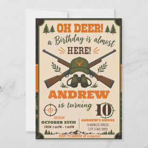 Personalized little hunter birthday invitation