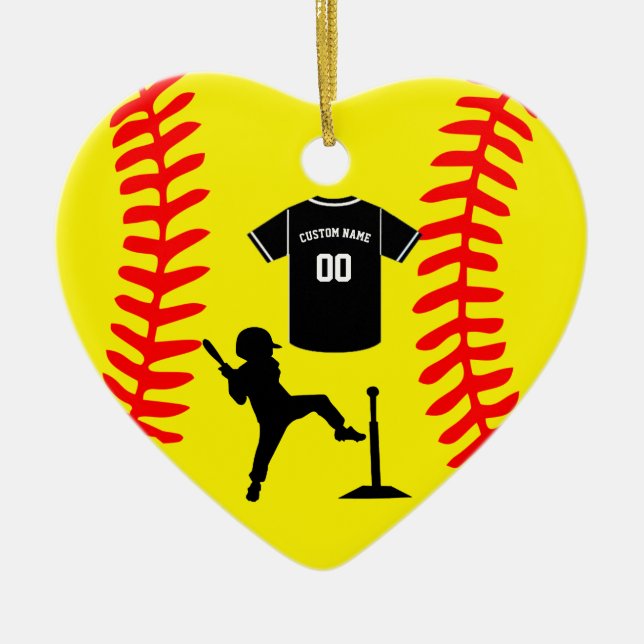 Personalized Little League Ornament - Heart Shape  (Front)