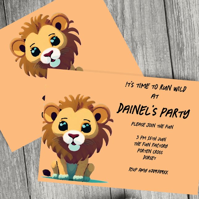 Personalized Little Lion Birthday Party Invitation (Creator Uploaded)