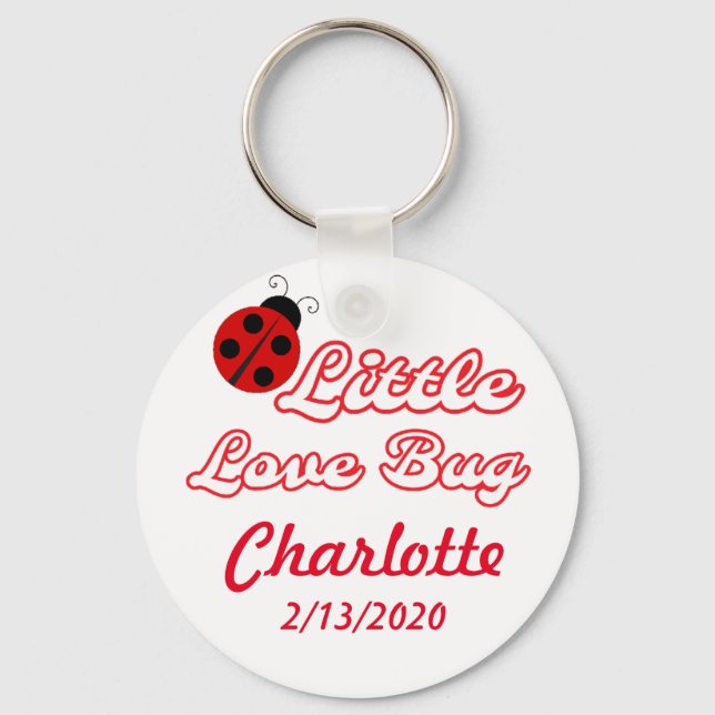 Personalized Little Love Bug Ladybug Keychain (Front)