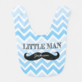 Personalized Little Man Mustache Chevron Boy Bib