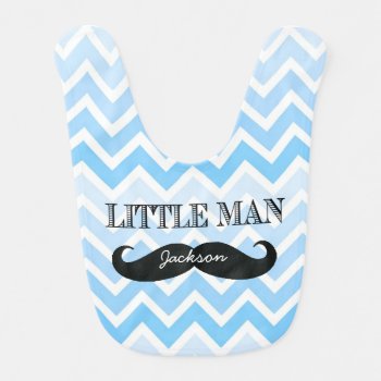 Personalized Little Man Mustache Chevron Boy Bib by seasidepapercompany at Zazzle