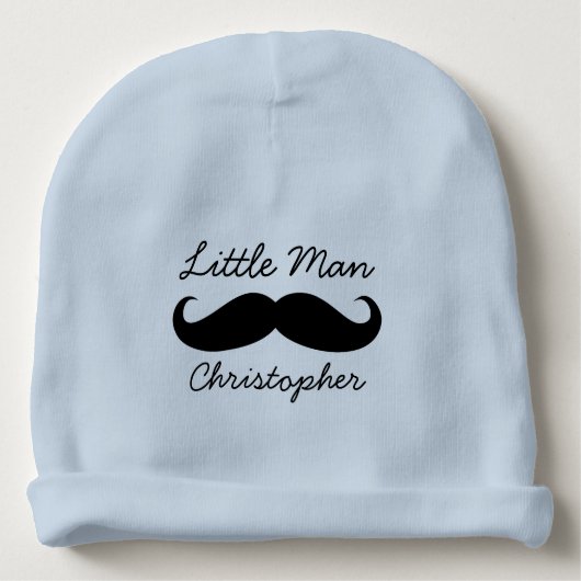 Personalized Little Man Mustache Cute Baby Boys Baby Beanie (Front)