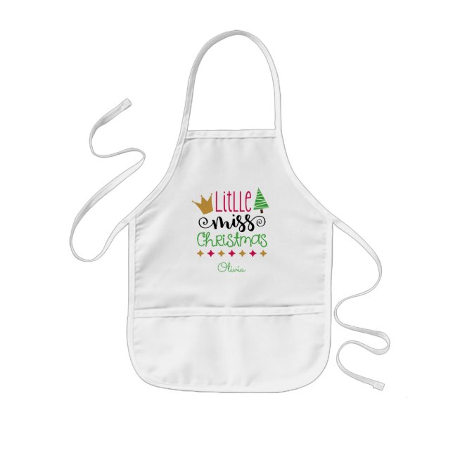 Personalized Little Miss Christmas Girls  Kids' Apron (Front)