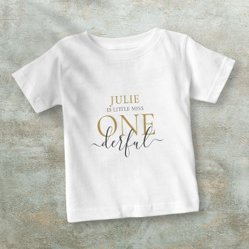 Personalized Little Miss Onederful  Baby T-shirt by thisisnotmedesigns at Zazzle