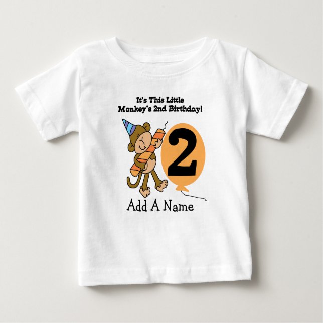 Personalized Little Monkey 2nd Birthday T-shirt (Front)