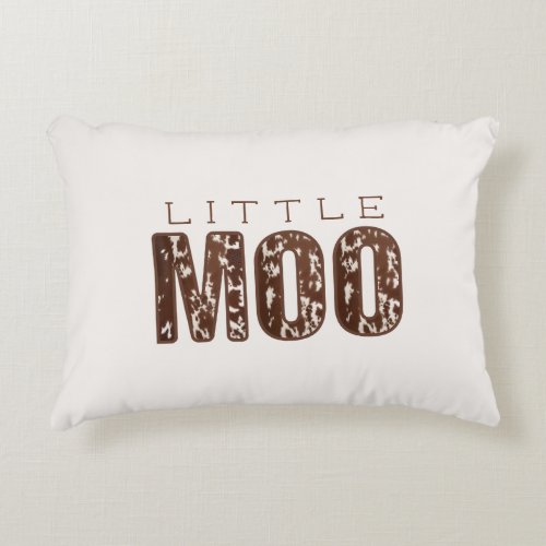 Personalized Little MOO Farmhouse Chic Cow Print Accent Pillow